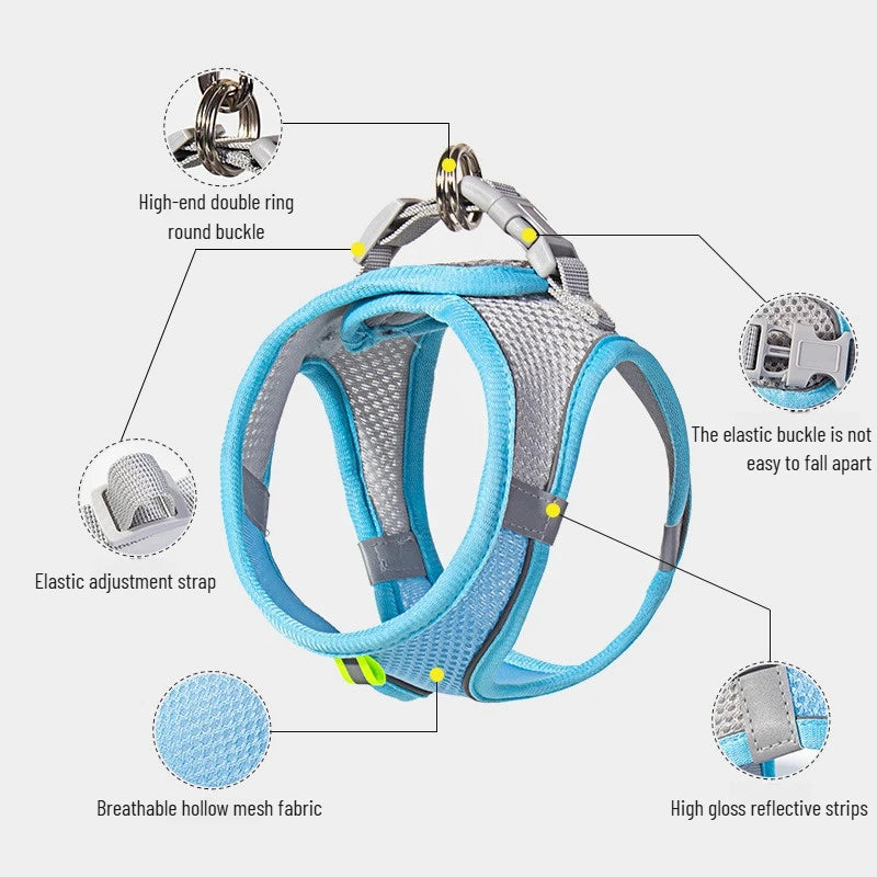 Adjustable Cat Collar and Leash Set for safe Walking with Reflective Vest