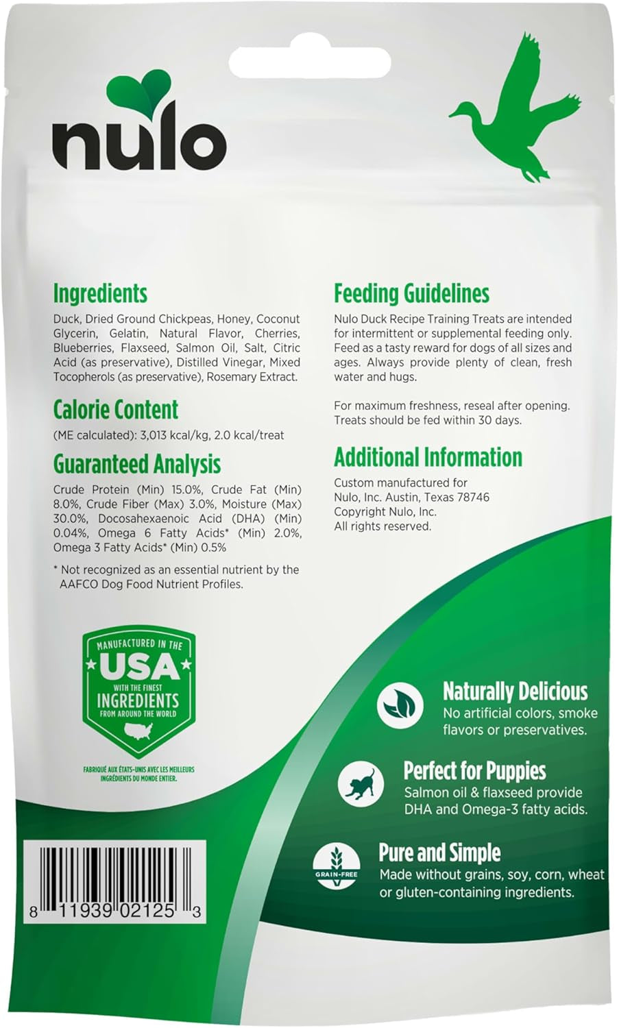 Grain-Free Duck Training Treats for Dogs & Puppies – Low-Calorie Healthy Rewards (4 oz Pouch)