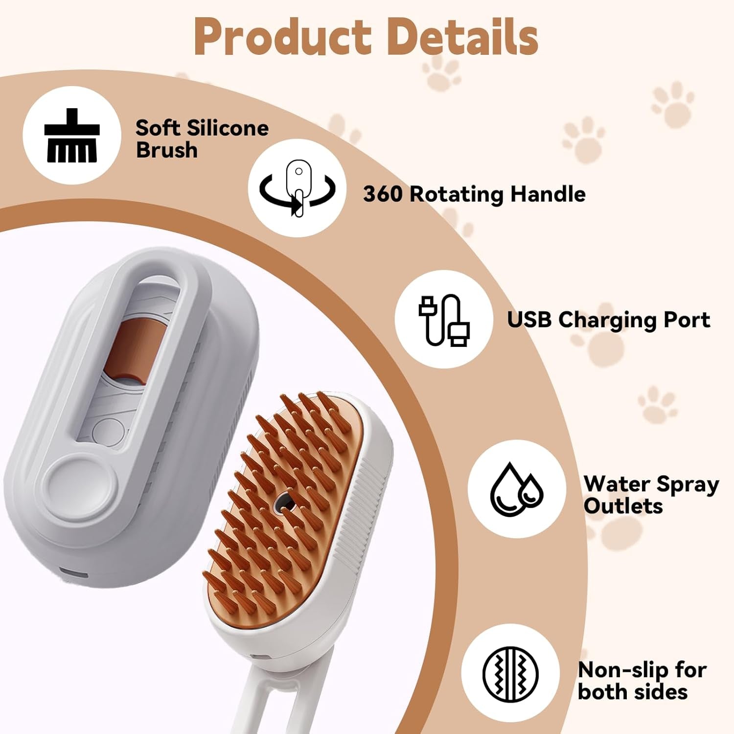 3-in-1 Pet Steam Grooming Brush for Cats & Dogs