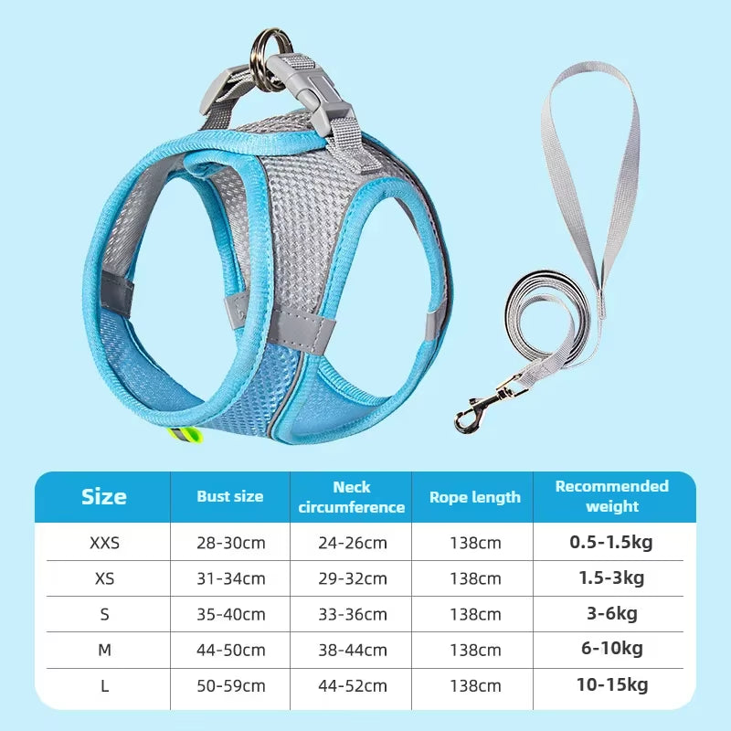 Adjustable Cat Collar and Leash Set for safe Walking with Reflective Vest